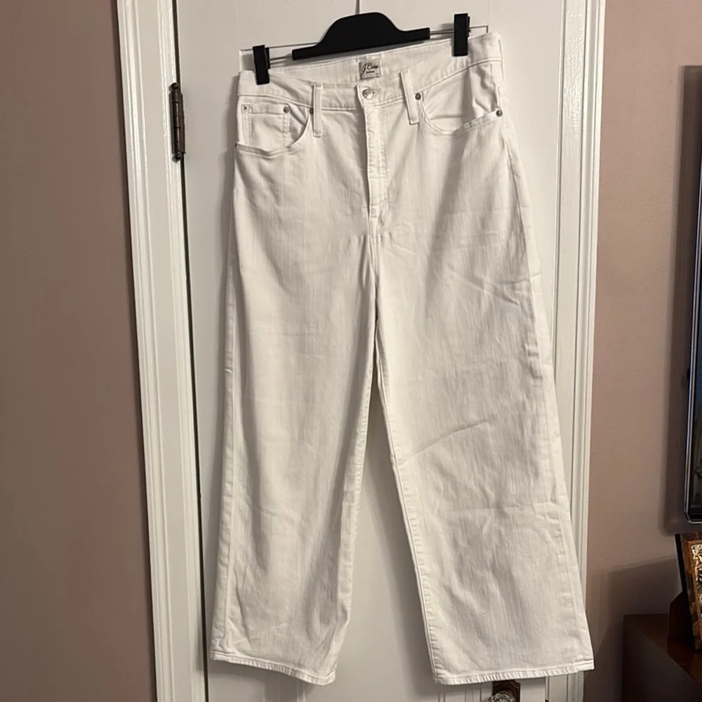 J. Crew Slim Wide Leg Jeans in White Wash - Picture 4 of 6